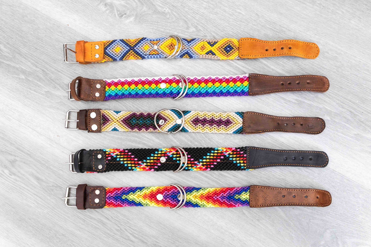 Vibrant Woven and Leather Small Dog Collars