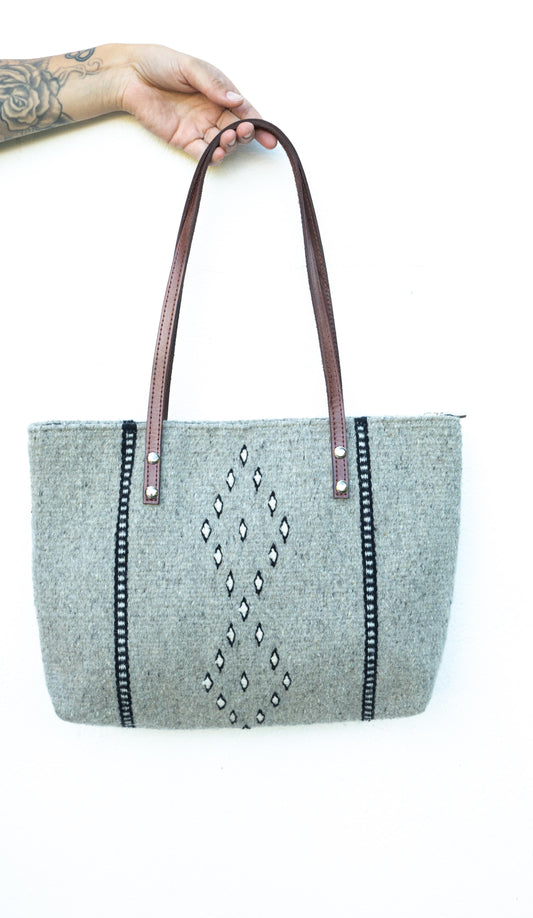 Oaxaca Earl Grey Wool Hand Bag